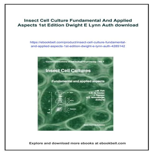 Insect Cell Culture Fundamental And Applied Aspects 1st Edition Dwight E Lynn...
