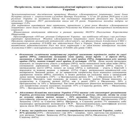 Патріотизм, мова та зовнішньополітичні пріоритети – громадська думка України