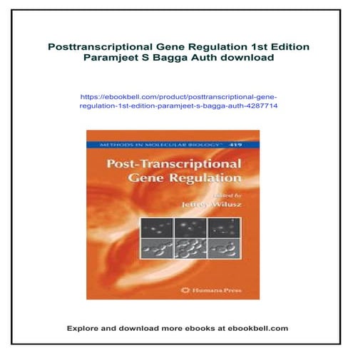 Posttranscriptional Gene Regulation 1st Edition Paramjeet S Bagga Auth
