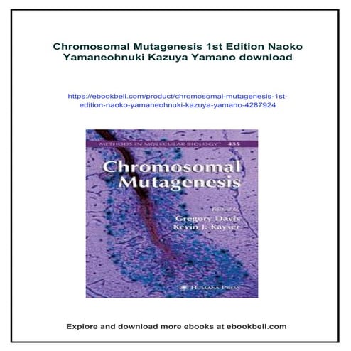 Chromosomal Mutagenesis 1st Edition Naoko Yamaneohnuki Kazuya Yamano