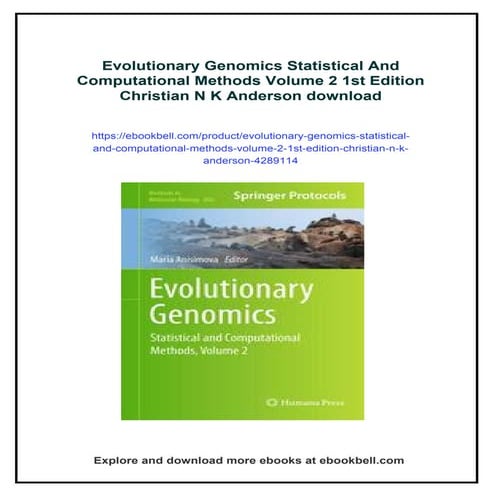Evolutionary Genomics Statistical And Computational Methods Volume 2 1st Edit...
