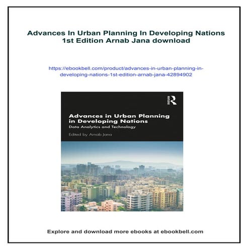 Advances In Urban Planning In Developing Nations 1st Edition Arnab Jana