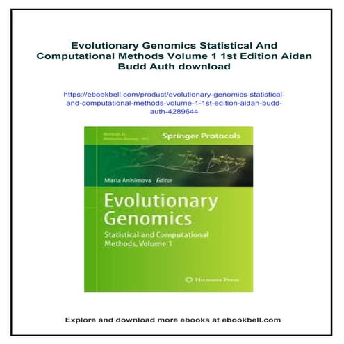 Evolutionary Genomics Statistical And Computational Methods Volume 1 1st Edit...