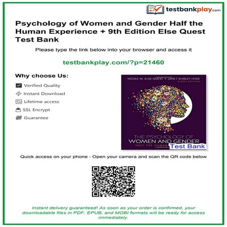 Test Bank for The Psychology of Women and Gender Half the Human ...