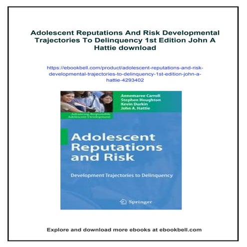Adolescent Reputations And Risk Developmental Trajectories To Delinquency 1st...