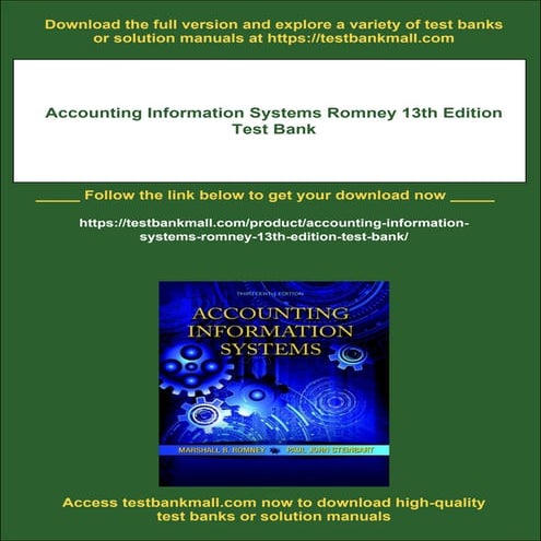 Accounting Information Systems Romney 13th Edition Test Bank | PDF
