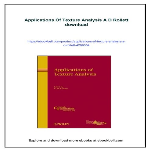 Applications Of Texture Analysis A D Rollett