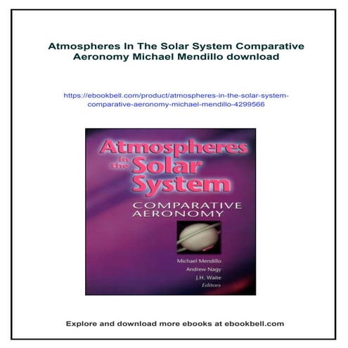 Atmospheres In The Solar System Comparative Aeronomy Michael Mendillo