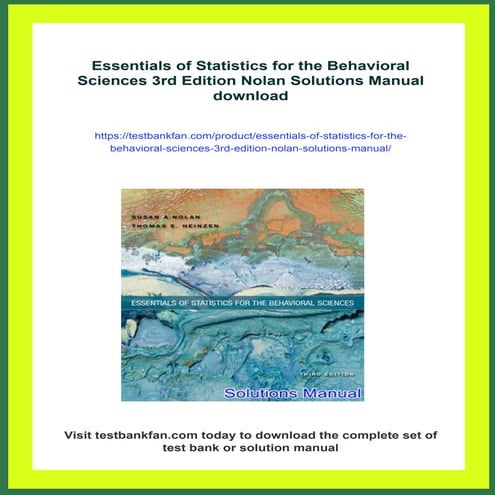 Essentials of Statistics for the Behavioral Sciences 3rd Edition Nolan Soluti...