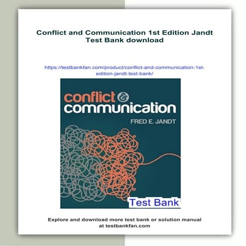 Conflict and Communication 1st Edition Jandt Test Bank | PDF