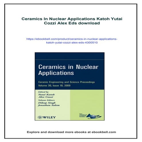 Ceramics In Nuclear Applications Katoh Yutai Cozzi Alex Eds | PDF