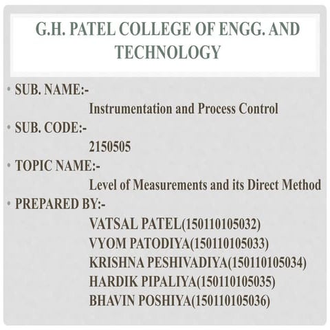 LEVEL MEASUREMENT: DIRECT METHOD