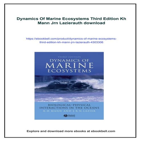 Dynamics Of Marine Ecosystems Third Edition Kh Mann Jrn Lazierauth