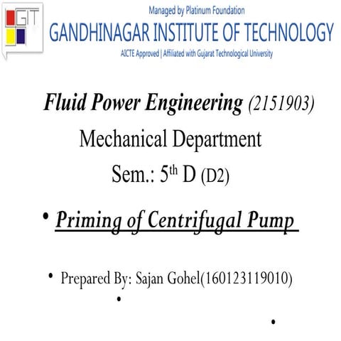 Priming of Centrifugal Pump