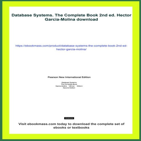 Database Systems. The Complete Book 2nd ed. Hector Garcia-Molina