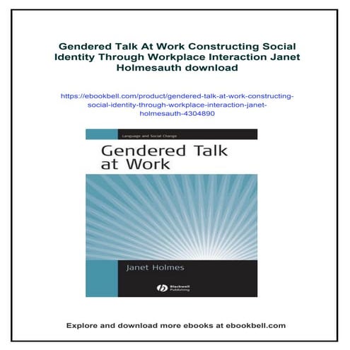 Gendered Talk At Work Constructing Social Identity Through Workplace ...