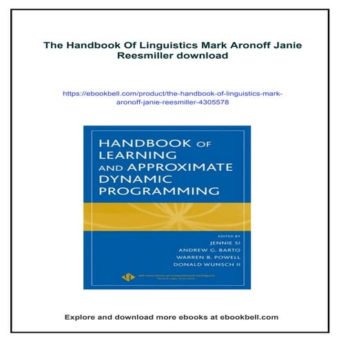 The Handbook Of Linguistics Mark Aronoff Janie Reesmiller