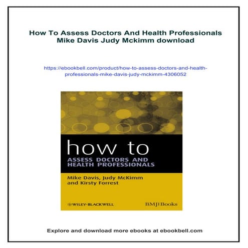 How To Assess Doctors And Health Professionals Mike Davis Judy Mckimm