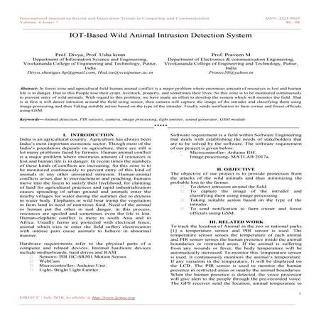 IOT-Based Wild Animal Intrusion Detection System