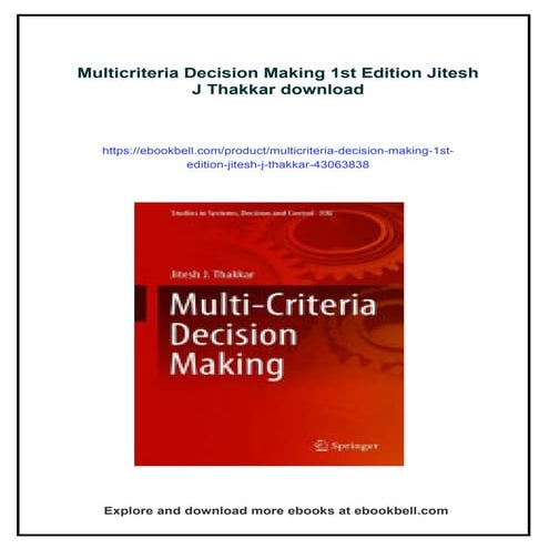 Multicriteria Decision Making 1st Edition Jitesh J Thakkar | PDF