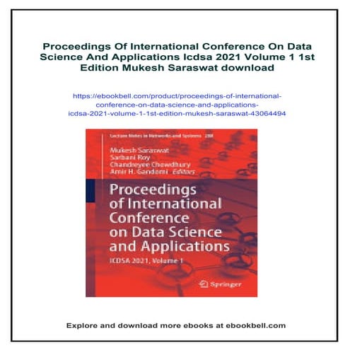 Proceedings Of International Conference On Data Science And Applications Icds...