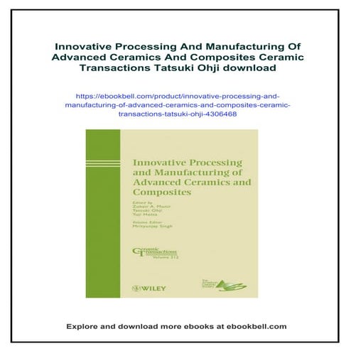 Innovative Processing And Manufacturing Of Advanced Ceramics And ...
