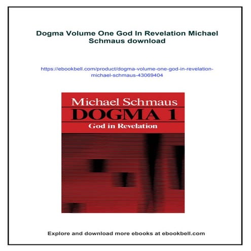 Dogma Volume One God In Revelation Michael Schmaus | PDF