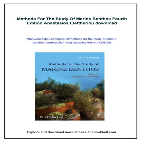 Methods For The Study Of Marine Benthos Fourth Edition Anastasios ...