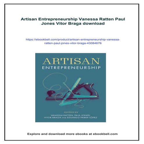 Artisan Entrepreneurship Vanessa Ratten Paul Jones Vitor Braga | PDF