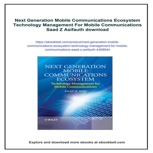 Next Generation Mobile Communications Ecosystem Technology Management ...