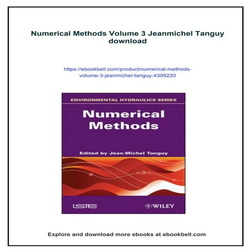 Numerical Methods Volume 3 Jeanmichel Tanguy