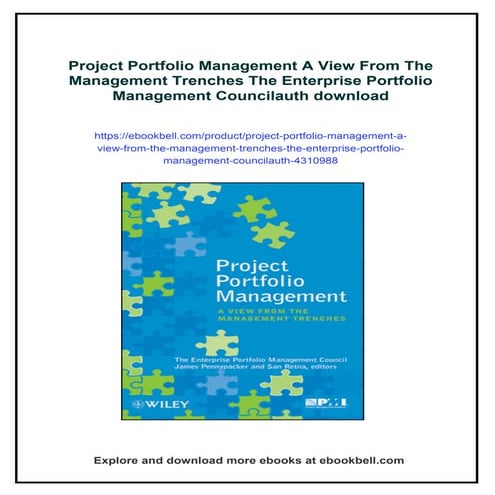 Project Portfolio Management A View From The Management Trenches The Enterpri...