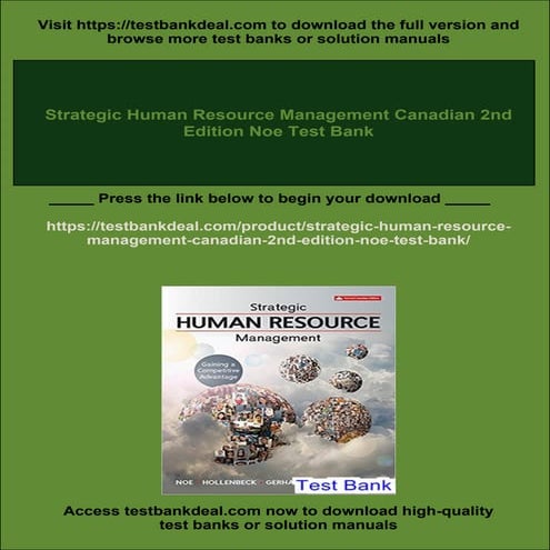 Strategic Human Resource Management Canadian 2nd Edition Noe Test Bank