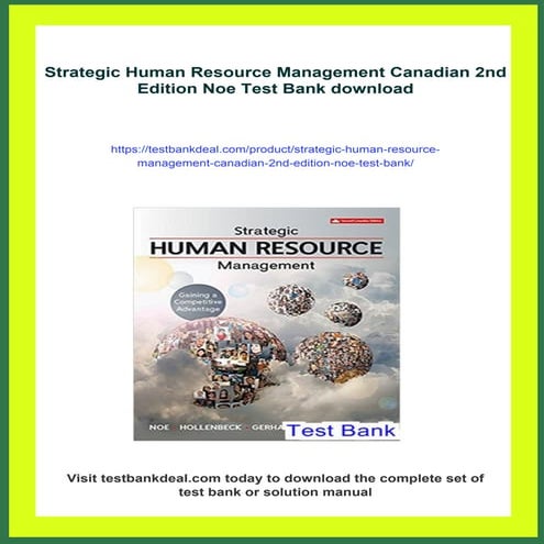 Strategic Human Resource Management Canadian 2nd Edition Noe Test Bank