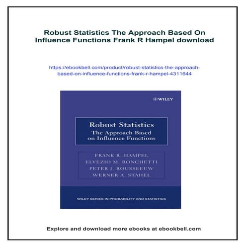 Robust Statistics The Approach Based On Influence Functions Frank R ...