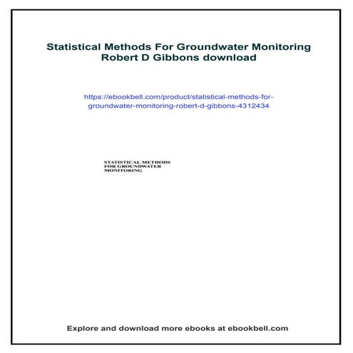 Statistical Methods For Groundwater Monitoring Robert D Gibbons