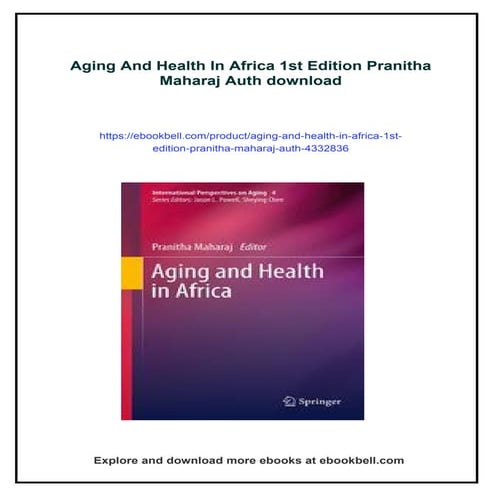 Aging And Health In Africa 1st Edition Pranitha Maharaj Auth