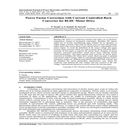 Power Factor Correction with Current Controlled Buck Converter for BLDC Motor...