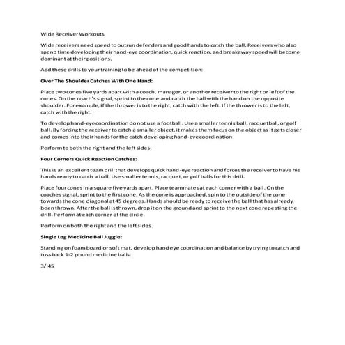 Wide Receiver Workouts rough draft