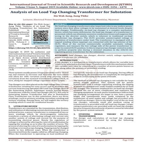 Analysis of on Load Tap Changing Transformer for Substation
