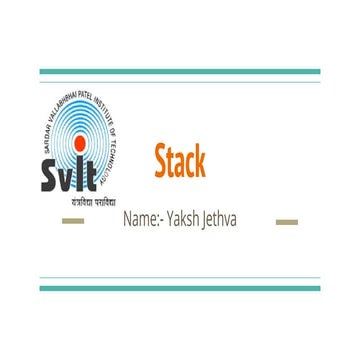 STACK ( LIFO STRUCTURE) - Data Structure | PPT