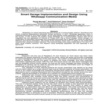 Smart Garage Implementation and Design Using Whatsapp Communication Media