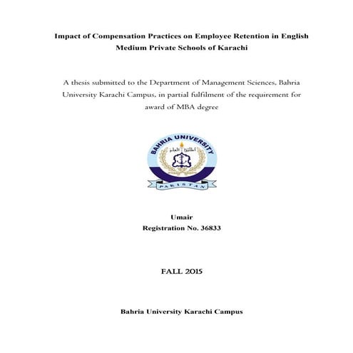 Impact of Compensation Practices on Employee Retention in English Medium Priv...