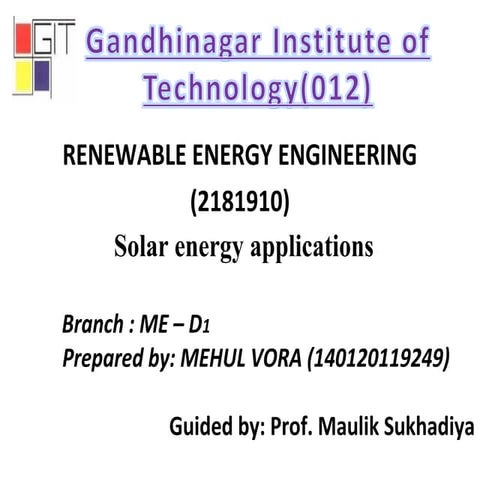 Solar energy applications