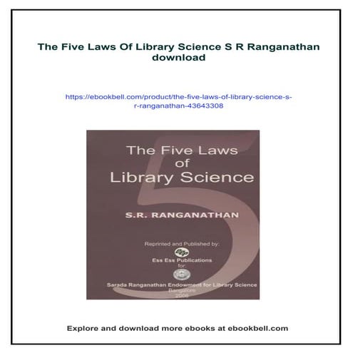 The Five Laws Of Library Science S R Ranganathan