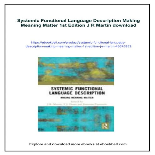 Systemic Functional Language Description Making Meaning Matter 1st Edition J ...