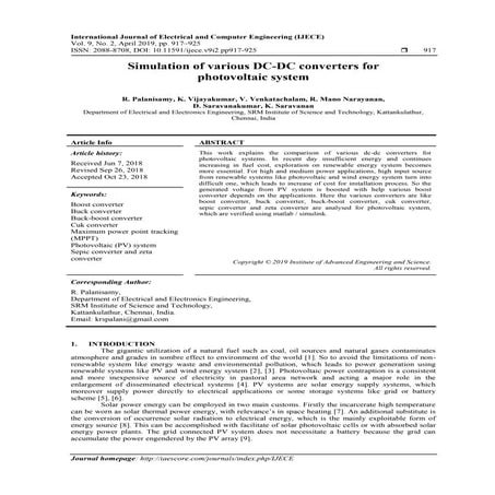 Simulation of various DC-DC converters for photovoltaic system