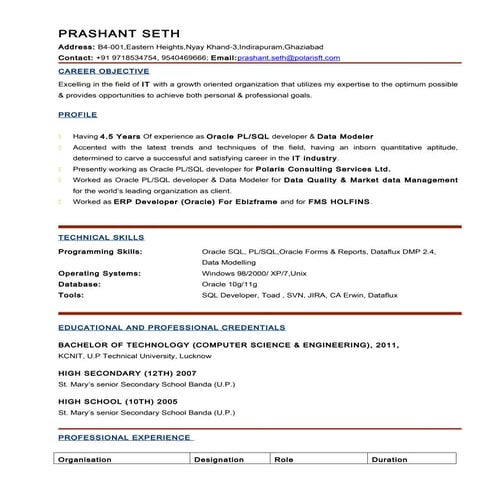 Prashant seth Resume