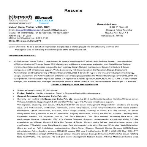 CG_Mukesh Thakur VMware Admin with Wintel