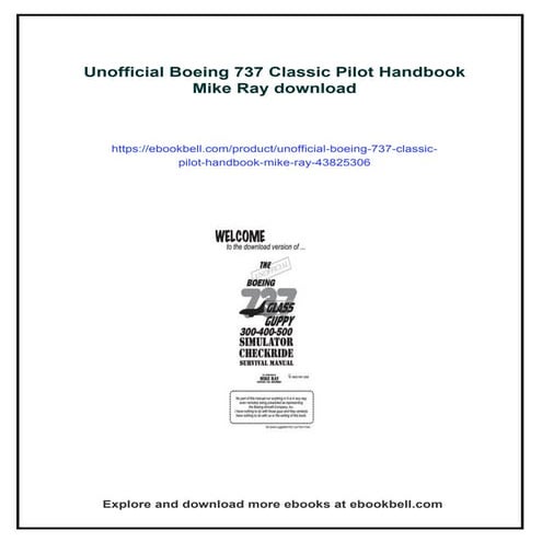 Unofficial Boeing 737 Classic Pilot Handbook Mike Ray